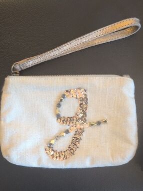 2/$10, 3/$13 Sequin Initial Wristlet Clutch - G